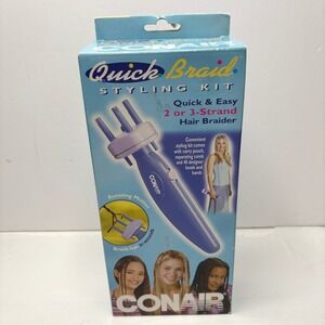 2002 Conair Quick Braid Styling Kit 2 or 3 Strand Hair Braider Tool Y2K